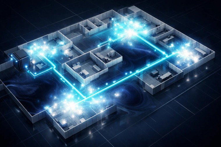 Tecnico analizando la infraestructura de red actual de una empresa